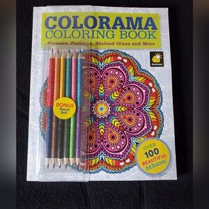 Colorama Adult Coloring Book with Bonus Pencil Set New